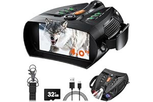 SKYBASIC Night Vision Goggles - 4K Night Vision Binoculars for Adults, 4'' HD Screen Binoculars Camera for Camping/Security, Support Computer, 10x Zoom, 5000mAh Battery, 32GB TF Card, Gifts for Men, Black