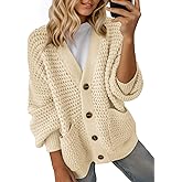 Dokotoo Women's 2026 Fashion Casual Open Front Long Sleeve Chunky Knit Cardigans Sweaters Outerwear Coats