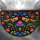 GISPOG Mexican Flowers Bird Half Round Door Mat,Indoor Entrance Rug, Semi Circular Area Rug, Kitchen Floor Mats Non Slip Absorbent Doormats,Laundry Room Rug 24