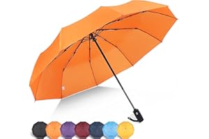 ZOMAKE Folding Umbrella for Rain,Automatic Compact Umbrella Waterproof Windproof, Portable Parapluie 45 Inch Solide 10 Ribs(O