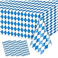 4 Pack Oktoberfest Tablecloths - Blue and White Checkered Tablecloth Beer Table Cloths Rectangular Oktoberfest Table Covers f