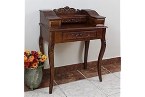 International Caravan Furniture Piece Carved Wood Two Drawer Telephone Table