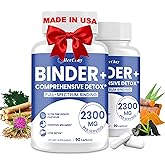 HevChay 2300 MG Detox Binder Supplement – All-in-1 Detox Binder, Activated Charcoal, Zeolite, Bentonite Clay – Liver & Gut Detox Cleanse, Toxin Flush, Digestive, Max Absorption, 180 Vegan Capsules