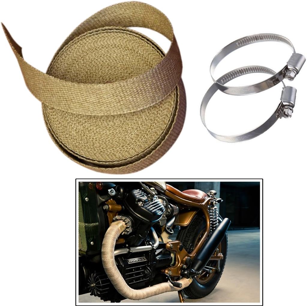 Trustway WR-02 Bike WR-02 Bike Silencer Exhaust Wrap and Heat Defense 2 Clamp/Clip Golden for Royal Enfield Classic Chrome