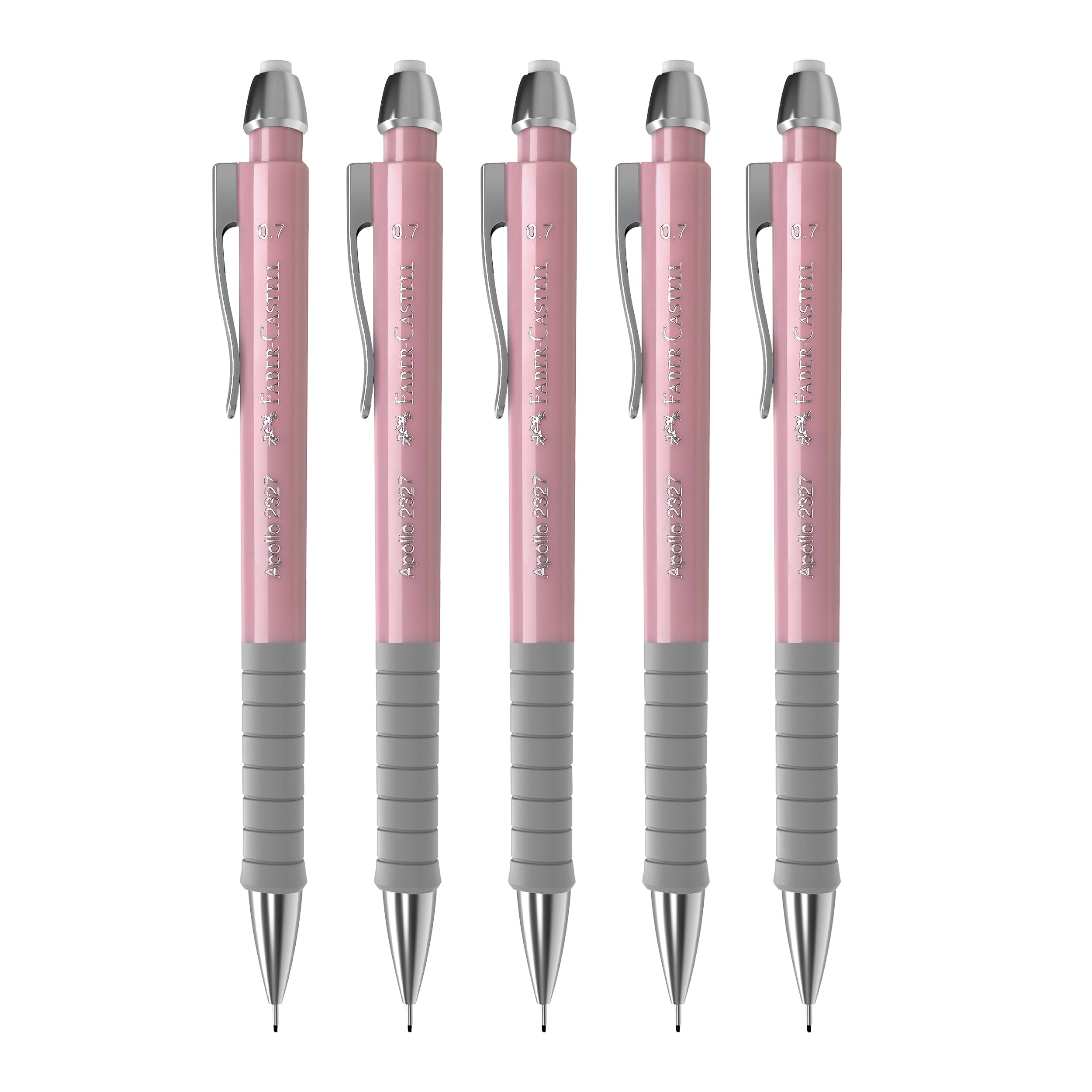 Faber-Castell Apollo Rose Shadows 205209 Mechanical Pencil Pack of 5 Hardness B Lead 0.7 mm with Eraser