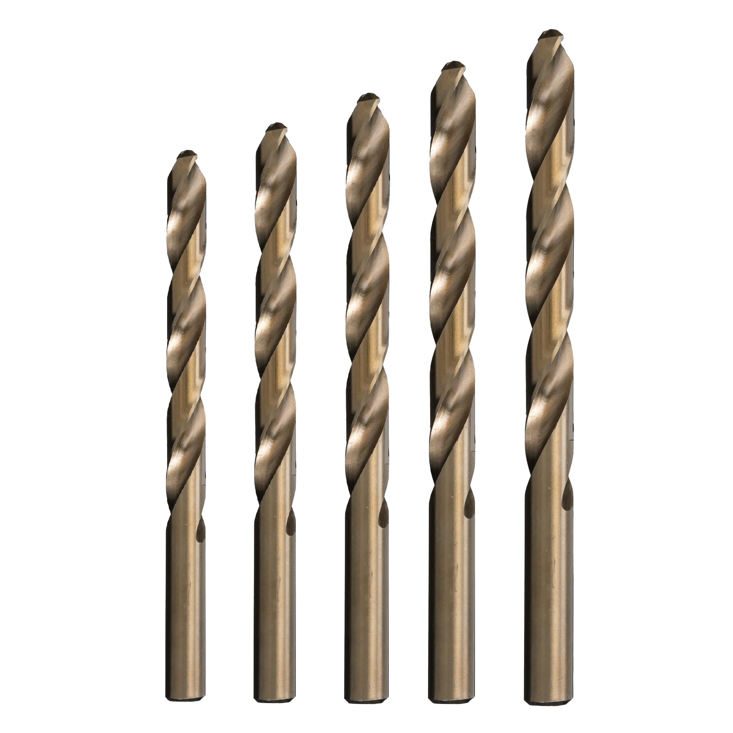 Drill America 5 Piece Cobalt Drill Bit Set (1/4″, 5/16″, 3/8″, 7/16″, 1/2″), D/ACO Series, POUD/ACOJ