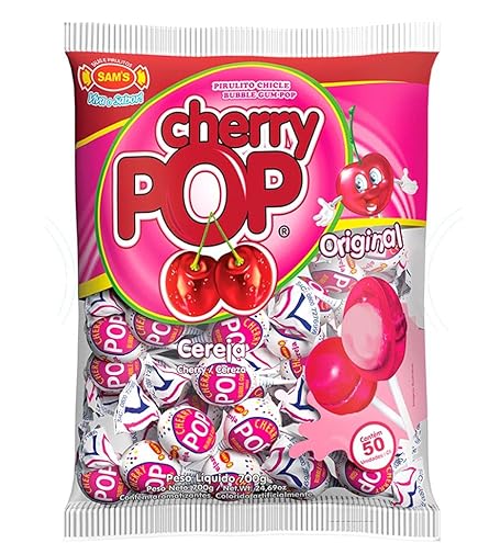 Pirulito Cherry Pop Mix Recheio Chiclete c/50 - Sams : Amazon.com