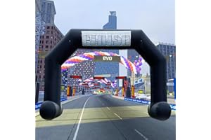 Sewinfla 20ft Start Finish Line Inflatable Arch Black with Powerful Blower, Hexagon Inflatable Archway for Race Outdoor Advertising Commerce