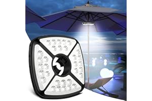 ELOCUPWE Patio Umbrella Lights, 32 LED Rechargeable Umbrella Light, Cordless Umbrella Pole Light for Patio Umbrellas,Camping Tents and Outdoor Use,2 Brightness Modes