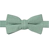 BELLUNO Solid Bow Tie Pre-Tied for Men and Boys, Cotton and Linen Blended Bowties