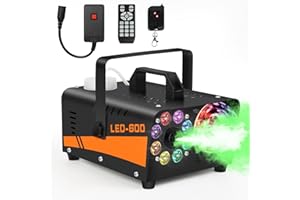 SYKART Fog Machine Halloween Outdoor, Smoke Machine with Disco Ball Lights, 600W Power and 3000CFM with 13 Colors LED Lights Wireless Remote Control, Perfect for Indoor, Parties, Halloween, Wedding, DJ Stage