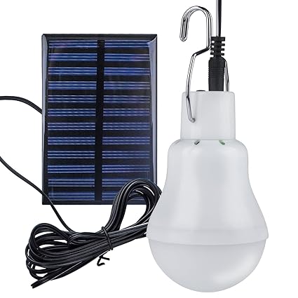 Solar Glühbirne - Beinhome Solarlampe LED Licht Birne 3 W, 3 m Ladekabel Solar Panel Beleuchtung für Camping, Wandern, Angeln