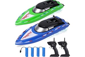 FUNSLANE 2Pack RC Boat Remote Control Boats for Pools Lakes Kids Adults,2.4G RC Boat for Boys 4-7 8-12 Years with 4 Rechargeable Batteries(10 mph,4 Channel,20Mins)