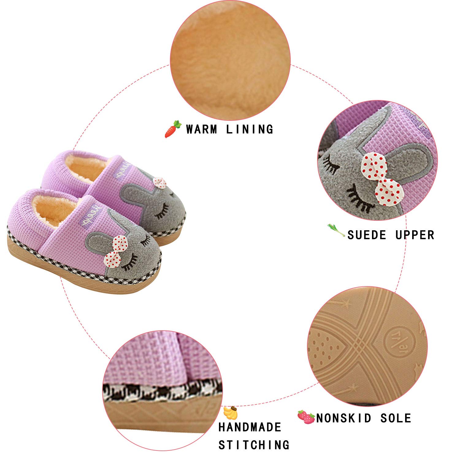 Girl Slippers Bunny Boots, Warm Indoor Home Winter Baby Kid Fluffy Hard Sole Shoes