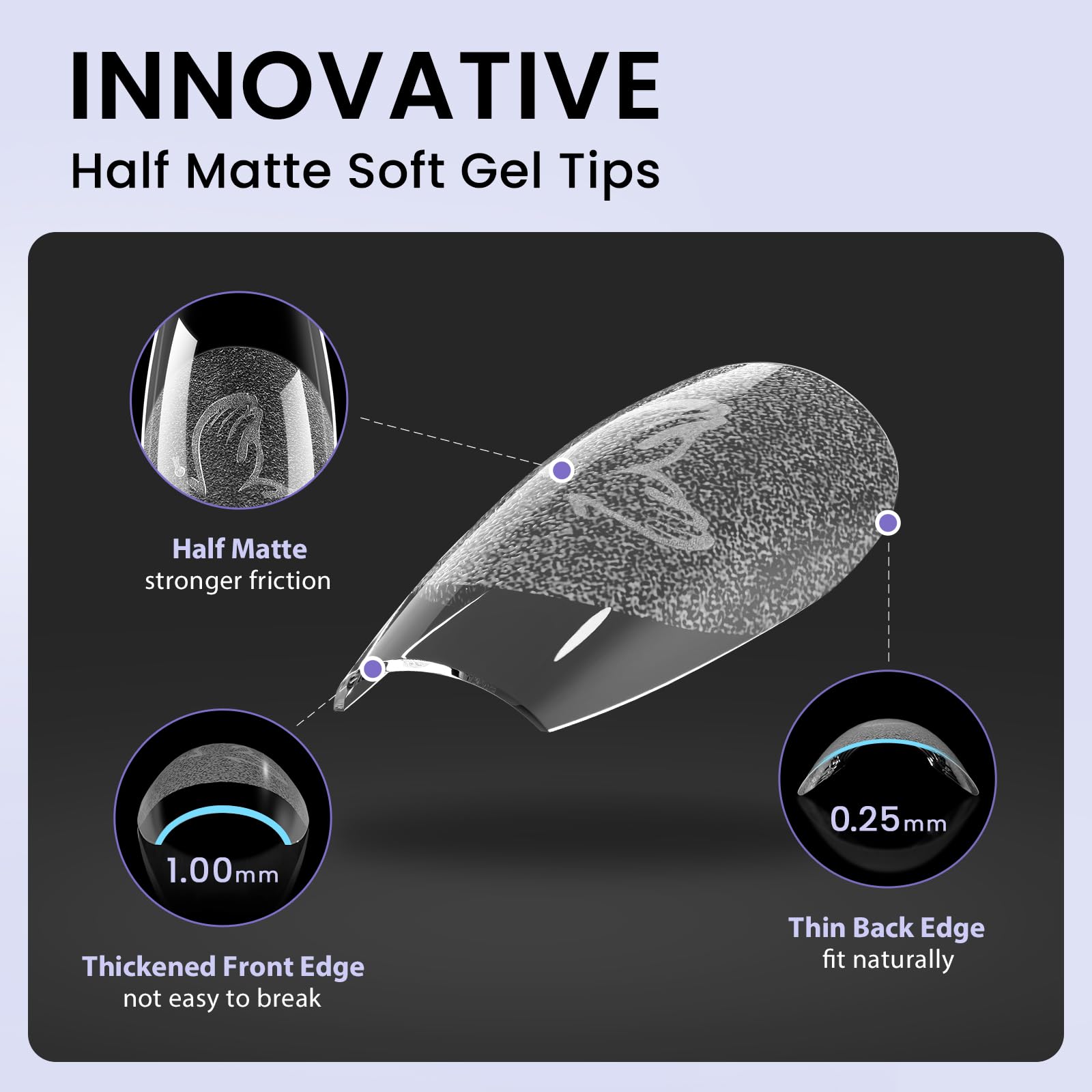 BTArtbox Extra Short Almond Nail Tips - 320pcs Half Matte Soft Gel Tips, Acrylic Pre-Shaped Fake Nails, Clear Ultra Fit & Natural False Nails for Nail Art, 16 Sizes - Image 3