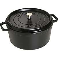 STAUB Cast Iron Dutch Oven 9-qt Round Cocotte, Made in France, Serves 9-10, Black Matte