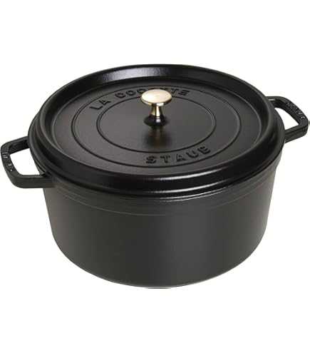 Amazon.com: Staub Cast Iron 1.25-qt Round Cocotte - Matte Black