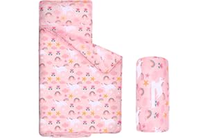 Cloele Toddler Nap Mat for Preschool with Removable Pillow - Toddler Sleeping Bag Slumber Bags - Rolled and Portable Kid's Sl