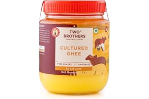 A2 Gir Cow Cultured Ghee, Organic Grass Fed A2 Cow Ghee 2lb | Pasture Raised Clarified Butter Fat | Bilona Desi Cow Ghee | Non-GMO, Lactose-Free, Keto Friendly - Two Brothers Organic Farms
