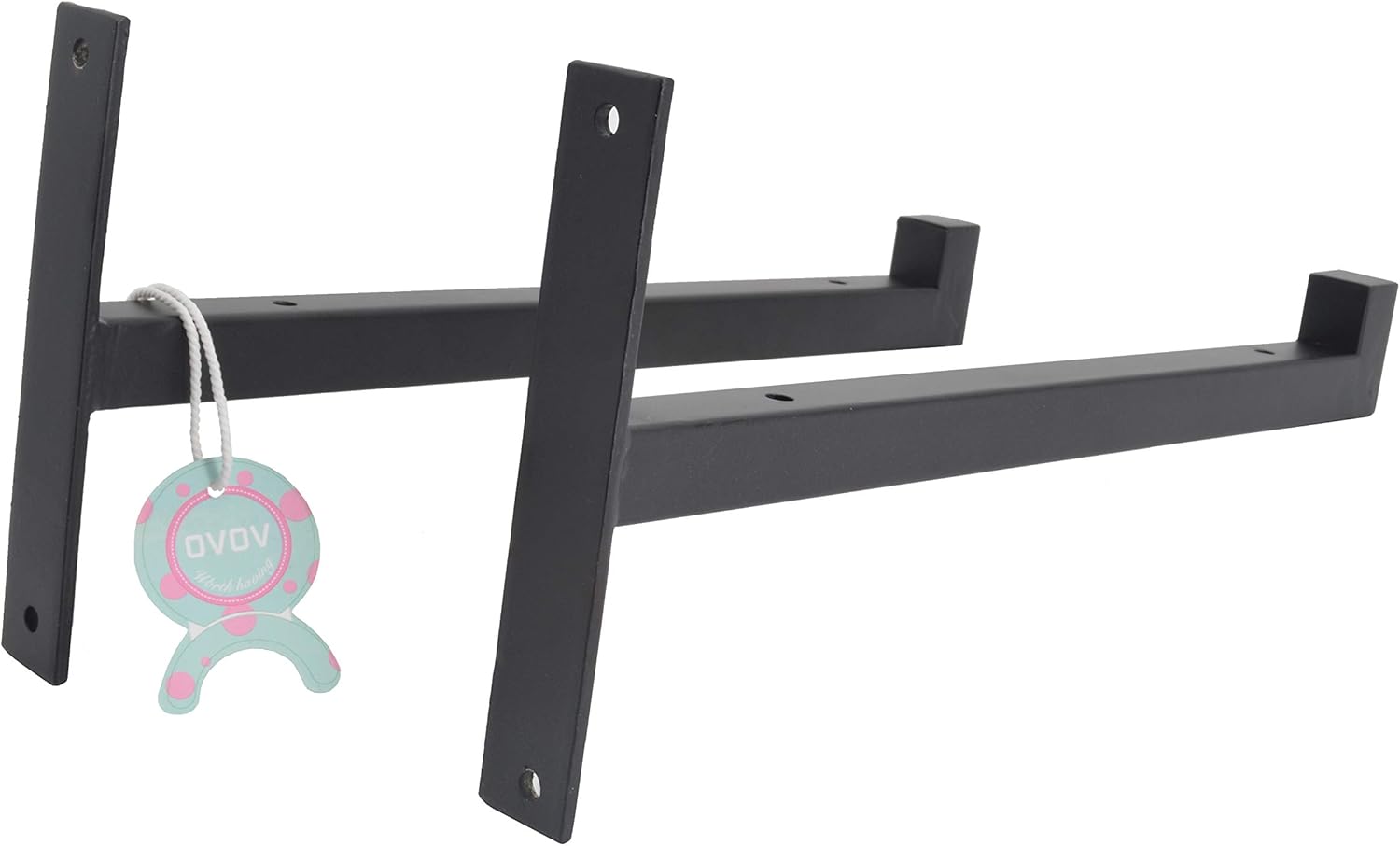 OVOV 2 Pcs Steel Heavy Duty Shelf Brackets Wall Mounted Industrial Metal Shelf Supports Matte Black 12 Inches: Home Improvement