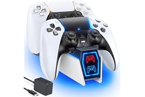 OIVO PS5 Controller Charger, 2.0 H Fast Charging Dock with 5V/3A Adapter & USB-C Cable, Compatible with DualSense & Edge Cont