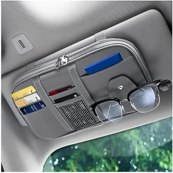 Organisateur Pare-Soleil Voiture Avec Clip - Rangement Lunettes Et Cartes