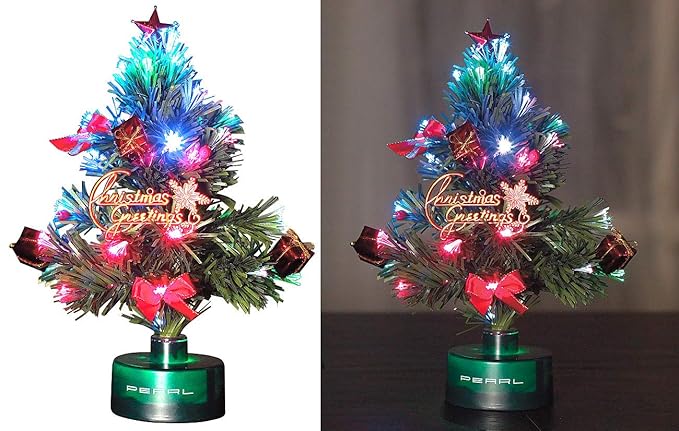 PEARL Weihnachtsbaum fürs Auto: LED-Weihnachtsbaum mit Glasfaser-Farbwechsler (Mini Tannenbaum)