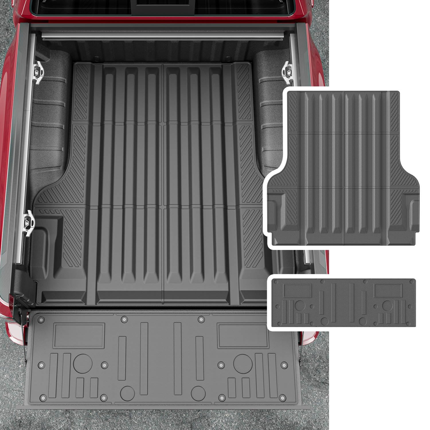 Photo 1 of powoq Truck Mat Compatible with 2022 2023 2024 2025 Nissan Frontier Truck Bed Mat Tailgate Liner Replacement for 2022-2025 Nissan Frontier Accessories(5FT Bed Mat+Circle Style Tailgate Mat)