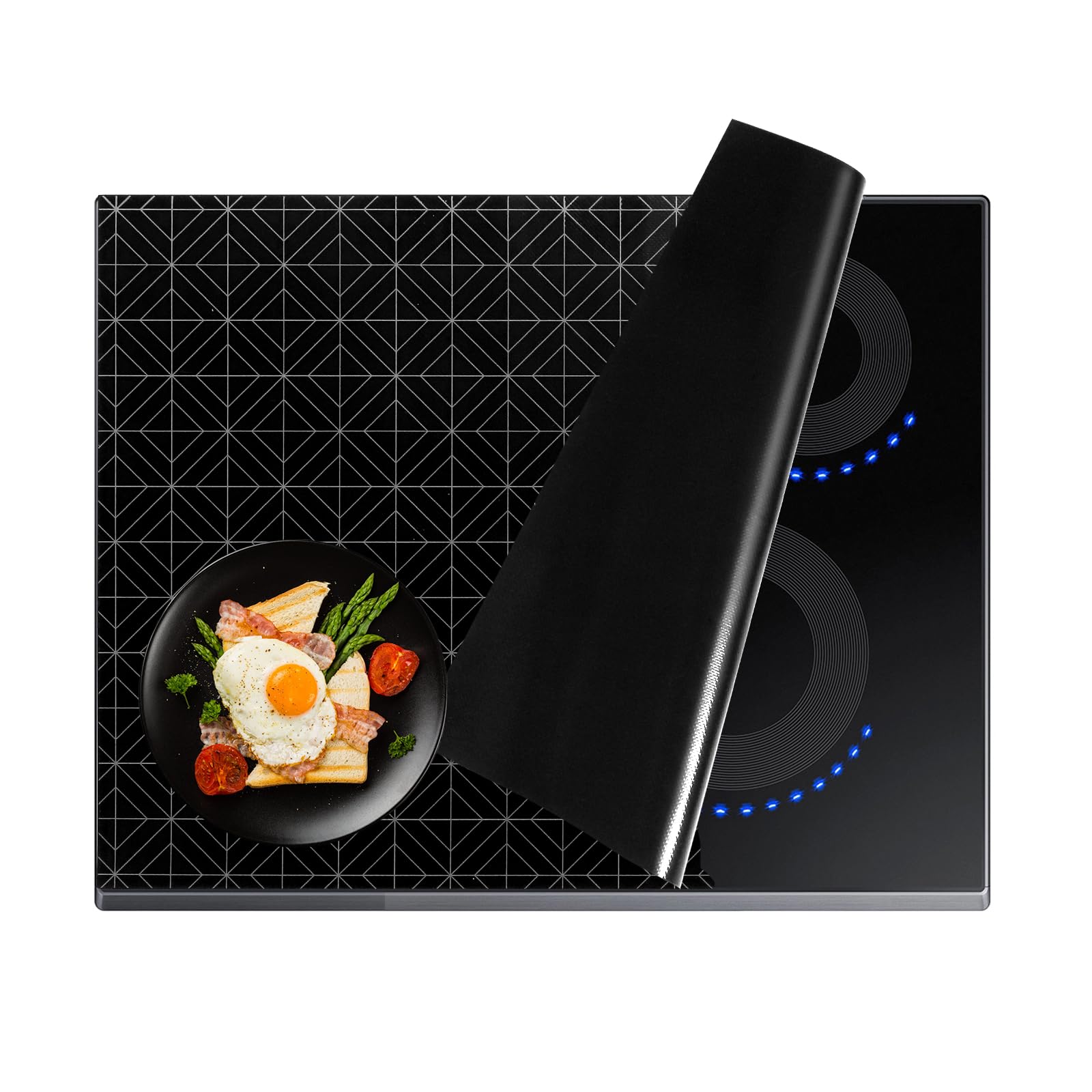 Induction Hob Cover 62x53CM, Electric Stove Protector Mat, Fireproof and Waterproof Heat-Resistant Prevents Scratches Ceramic Glass Cooktop Cover, Multifunctional Silicone Cooker Mats