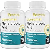 Naering Liposomal Alpha Lipoic Acid 1400mg Softgels, ALA Supplement with L-Carnitine 1000mg, Ubiquinol (Active CoQ10) 100mg and Vitamin E 10mg for Antioxidants, Nerve & Energy, 120 Softgels