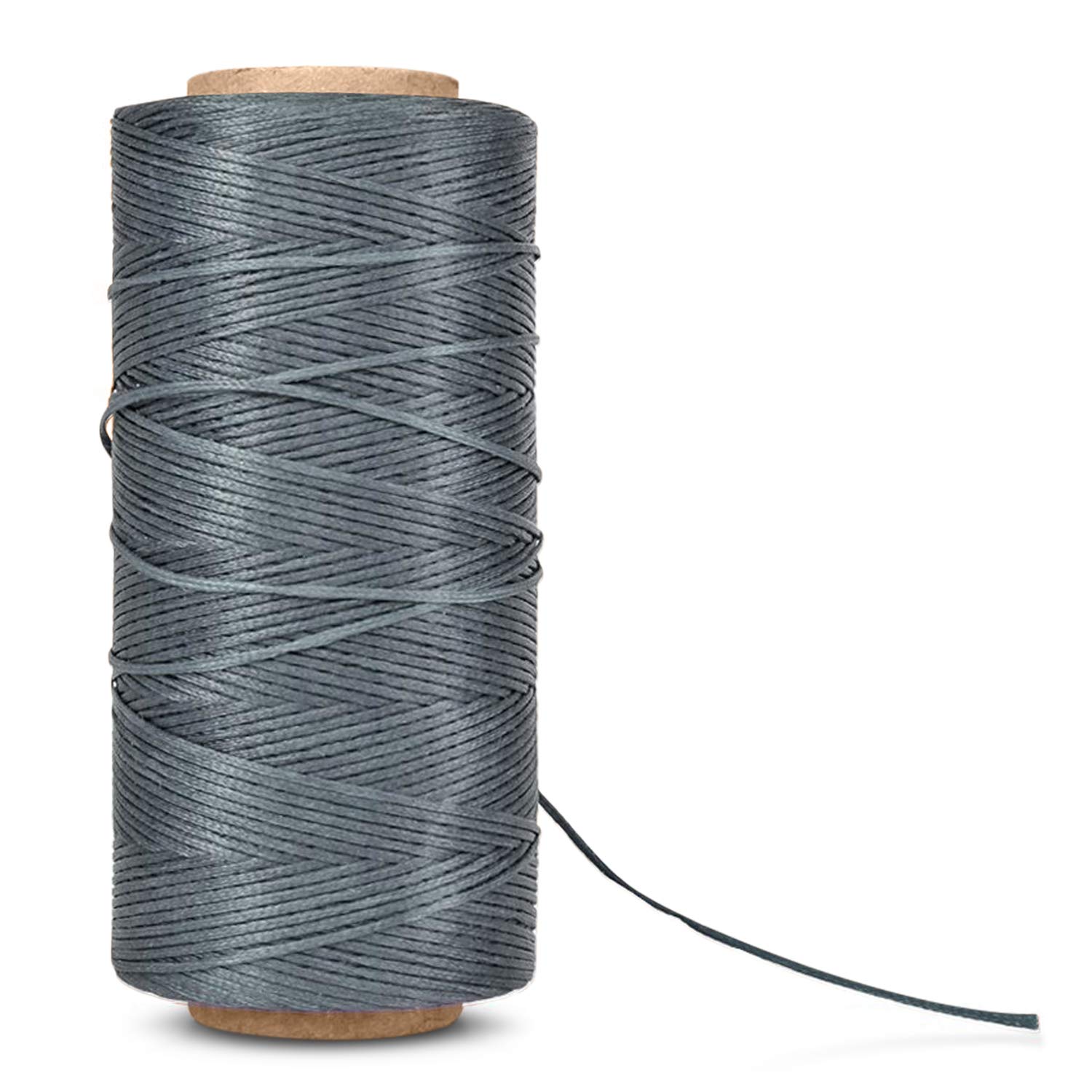 Flexzion Waxed Thread - 284 Yards (260 Meters) 0.8mm 150D Polyester Wax Thread for Leather Sewing, Bookbinding, Stitching, Repairing, Beading, & DIY Projects (Grey) — image 1