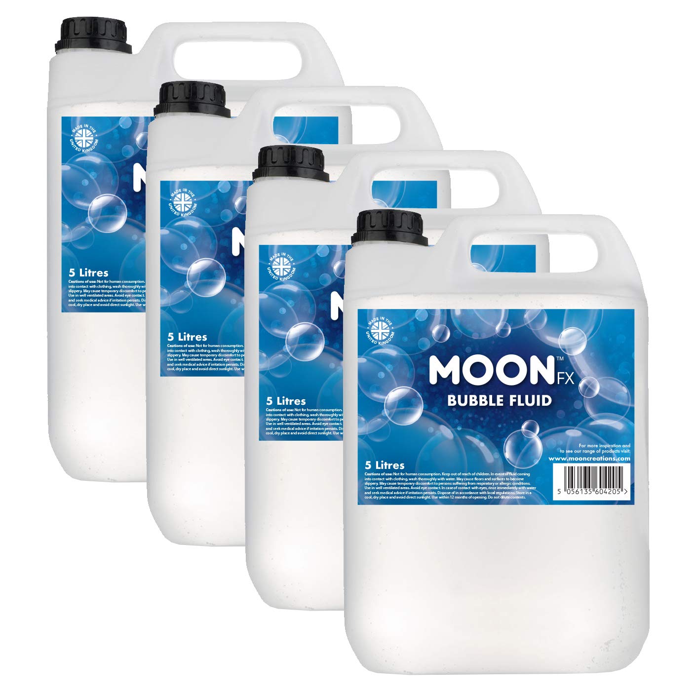 MoonFX Professional Bubble Fluid 20L (4 x 5 Litres) - Pro Bubble Fluid for professional bubble machines