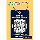 Smart Luggage Tags | Privacy QR Code Luggage Tag Keeps Personal info Private | Customizable Travel Suitcase Tags for Women Men | Use with GPS Bag Locator Tracking Tags, Air Tag for Android or iOS