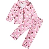 Fsadfeas Toddler Girl Boy Christmas Pajamas Santa Claus Button Down 2 Piece Pajama Set Little Kids Christmas Pjs Nightgown