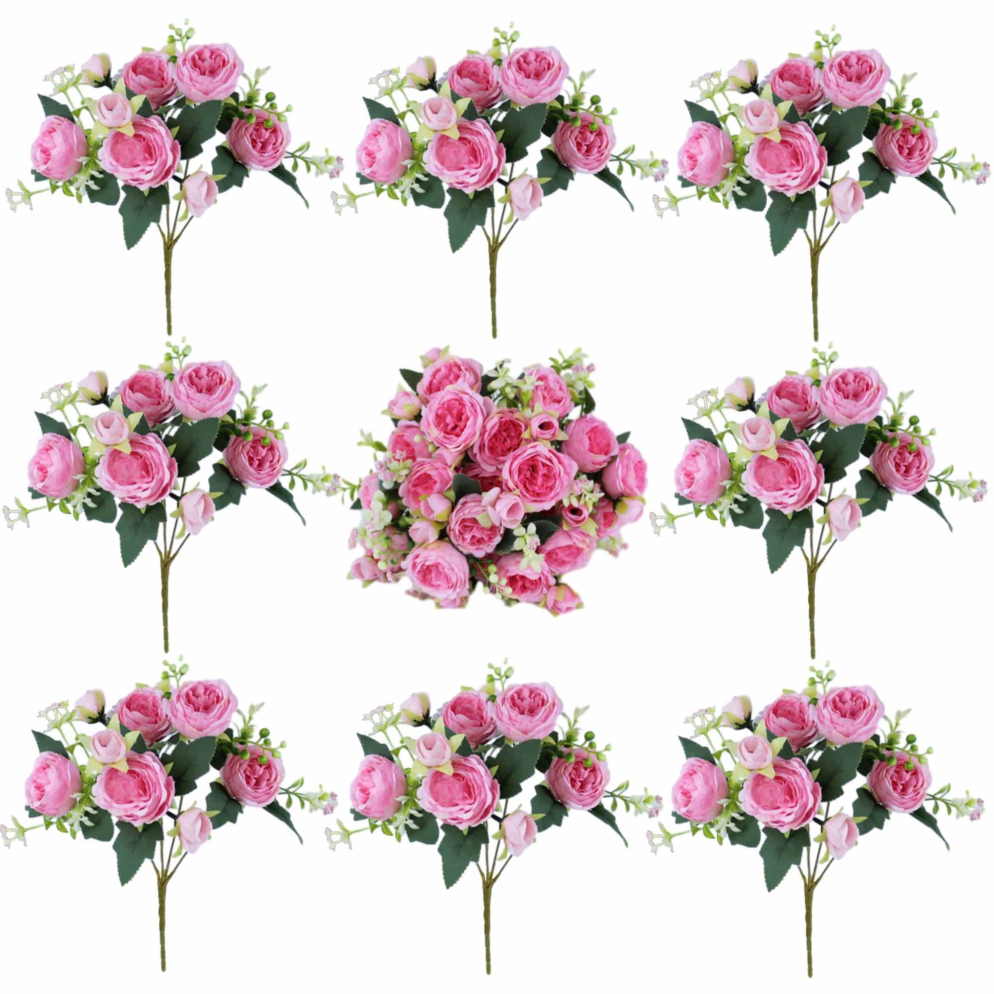Photo 1 of MANCHUANG 8 Bundles Peonies Artificial Flowers Silk Peonies Faux Flowers Fake Peonies Artificial Flowers Peonies Bouquet for Table Centerpieces Decoration Wedding Decor Home Party Decor (Dark Pink)