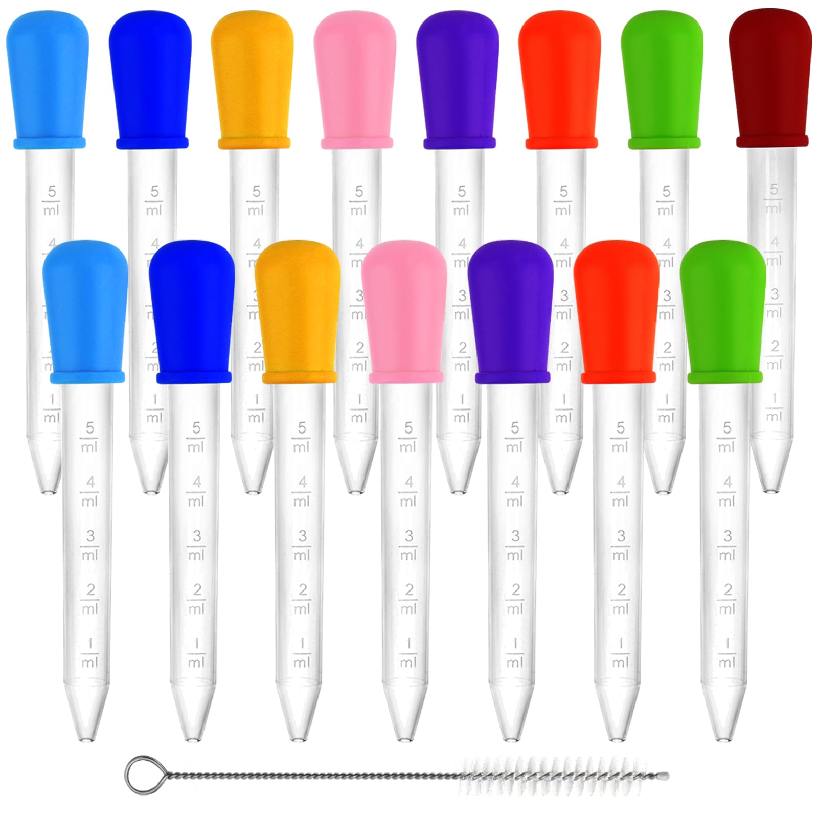 Photo 1 of 15 PCS Liquid Droppers Silicone, 5ml Clear Medicine Eye Dropper for Kids, Silicone and Plastic Pipettes with Bulb Tip & Clean Brush & Scale for Candy Mold, Gummy Bear, Crafts Projects (8 Colors)