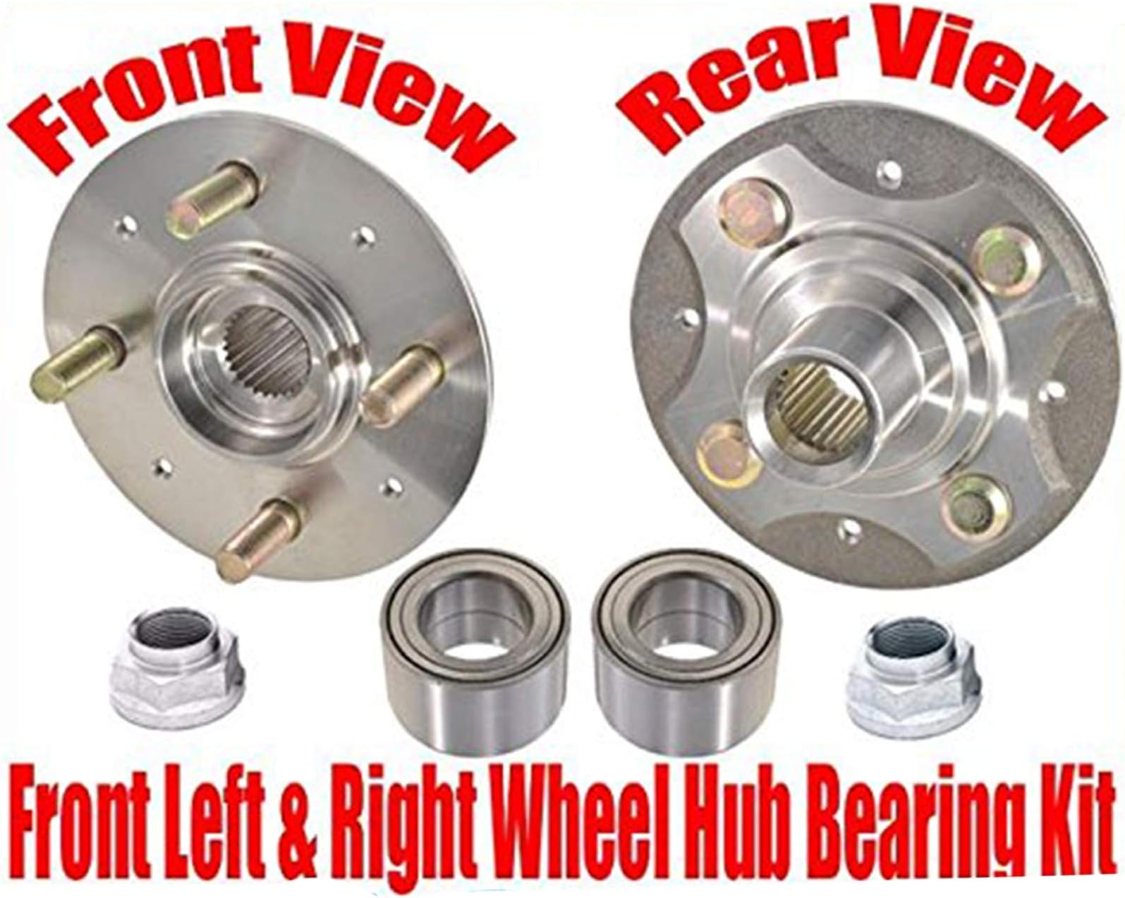(2) New FRONT Wheel Bearing With Hub Kits Fits For Honda FIT 2007 2008