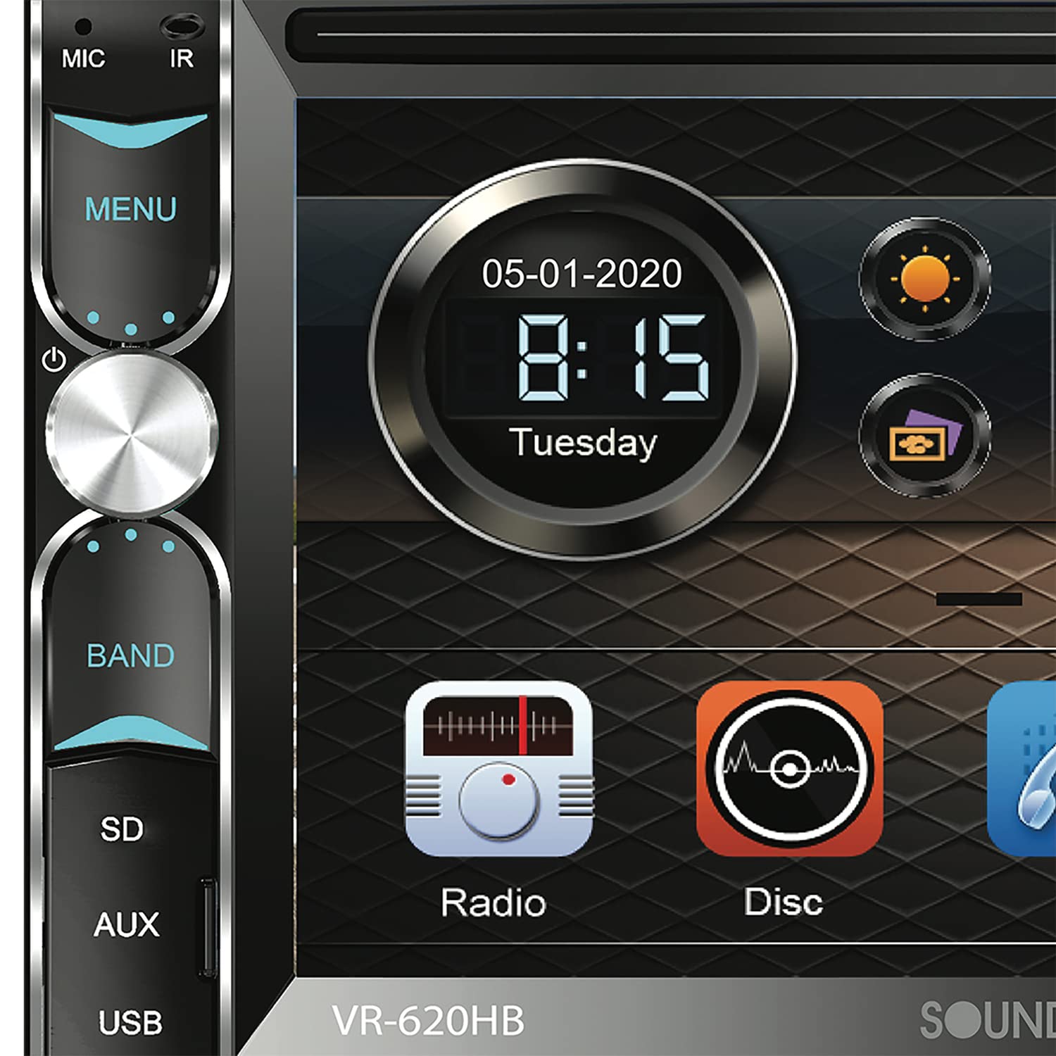 Soundstream VR-620HB VR-620HB 6.2-Inch Double-DIN DVD Head Unit with Bluetooth and Android MHL PhoneLink