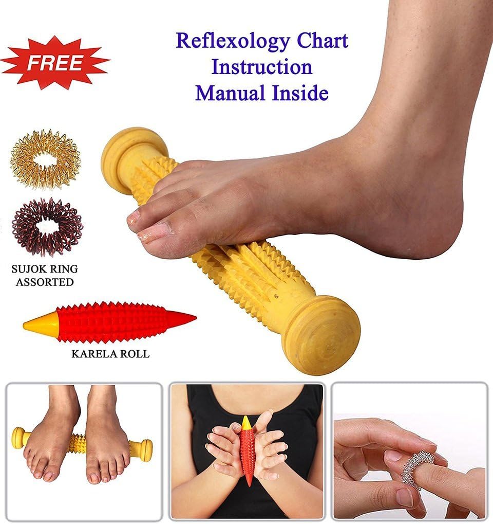 Perfect Magnets Wooden Foot Acupressure Massager Pointed Spiked Single Roller 12"