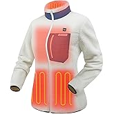 Venustas Recycled Heated Sherpa Jacket for Women with Battery, Electric High-Pile Sherpa Fleece Jacket