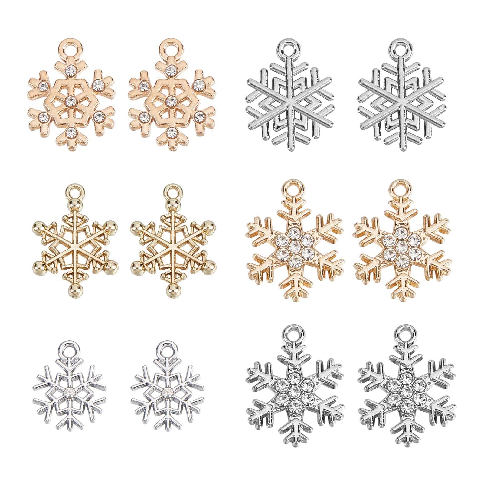 SUNNYCLUE 36pcs 6-Style Snow Charms - Xmas & Winter Rhinestone Charm Set for Jewellery Making, DIY Bracelet, Necklace, Earrings & Christmas Party Gift Decor — image 1