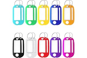 Key Tags 20Pcs Key Tags with Labels Split Rings Label Windows for Luggage Keychains Pet Name ID Tags 10 Colors