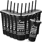 Skylety 24 Pcs Employee Appreciation Gifts Bulk, Team Appreciation Tumblers with Lids and Straw, 24 oz Team Plastic Cup Inspirational Valentine Gifts for Office Staff Coworker Teacher (Black)