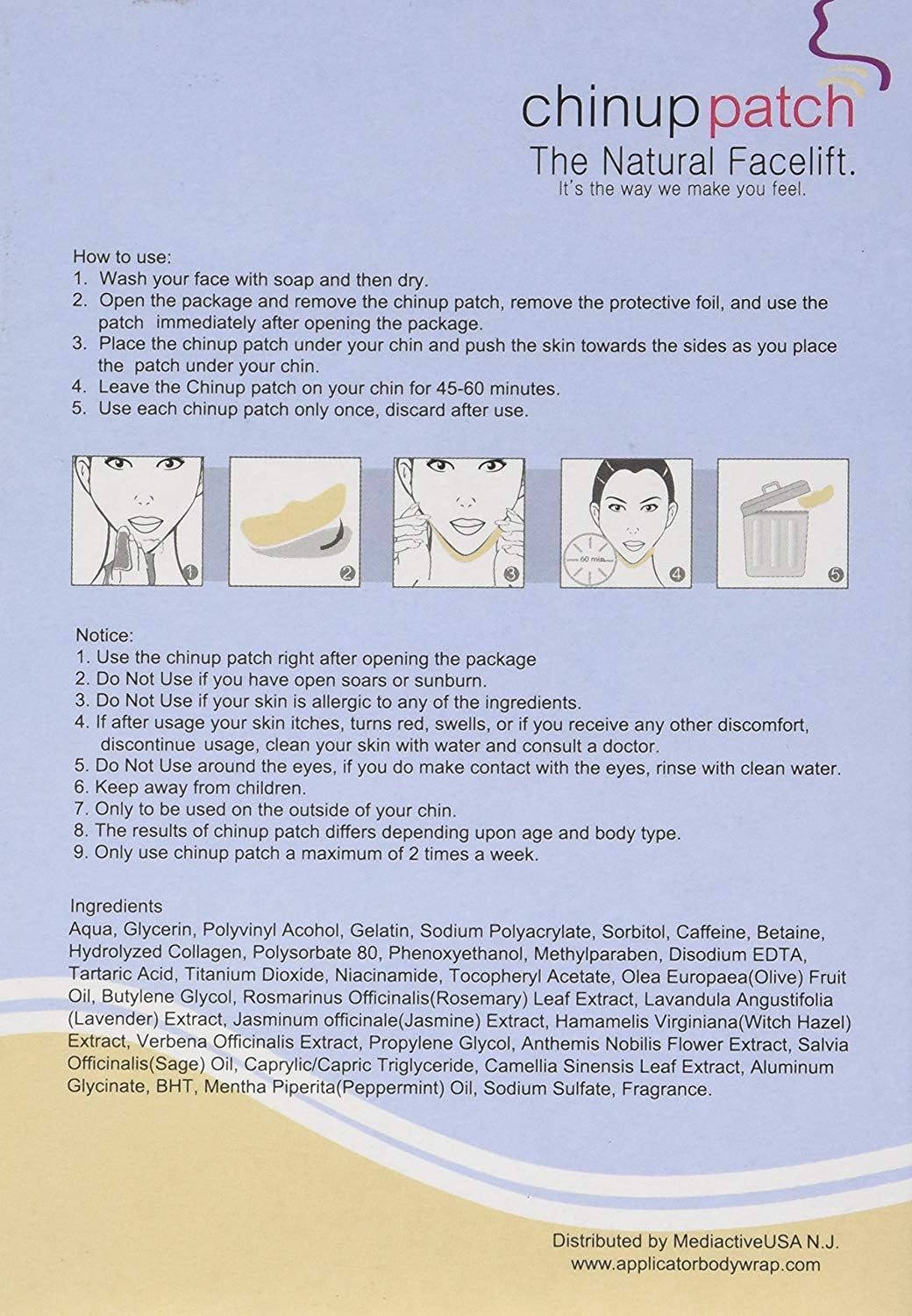 Ultimate Chin up Applicator, Face Wrap. It Works for Double Chin Reduction, Chin & Neck Slim, Shape and Firming. Box 5 Wraps (Masks) : Facial Treatment Products : Beauty