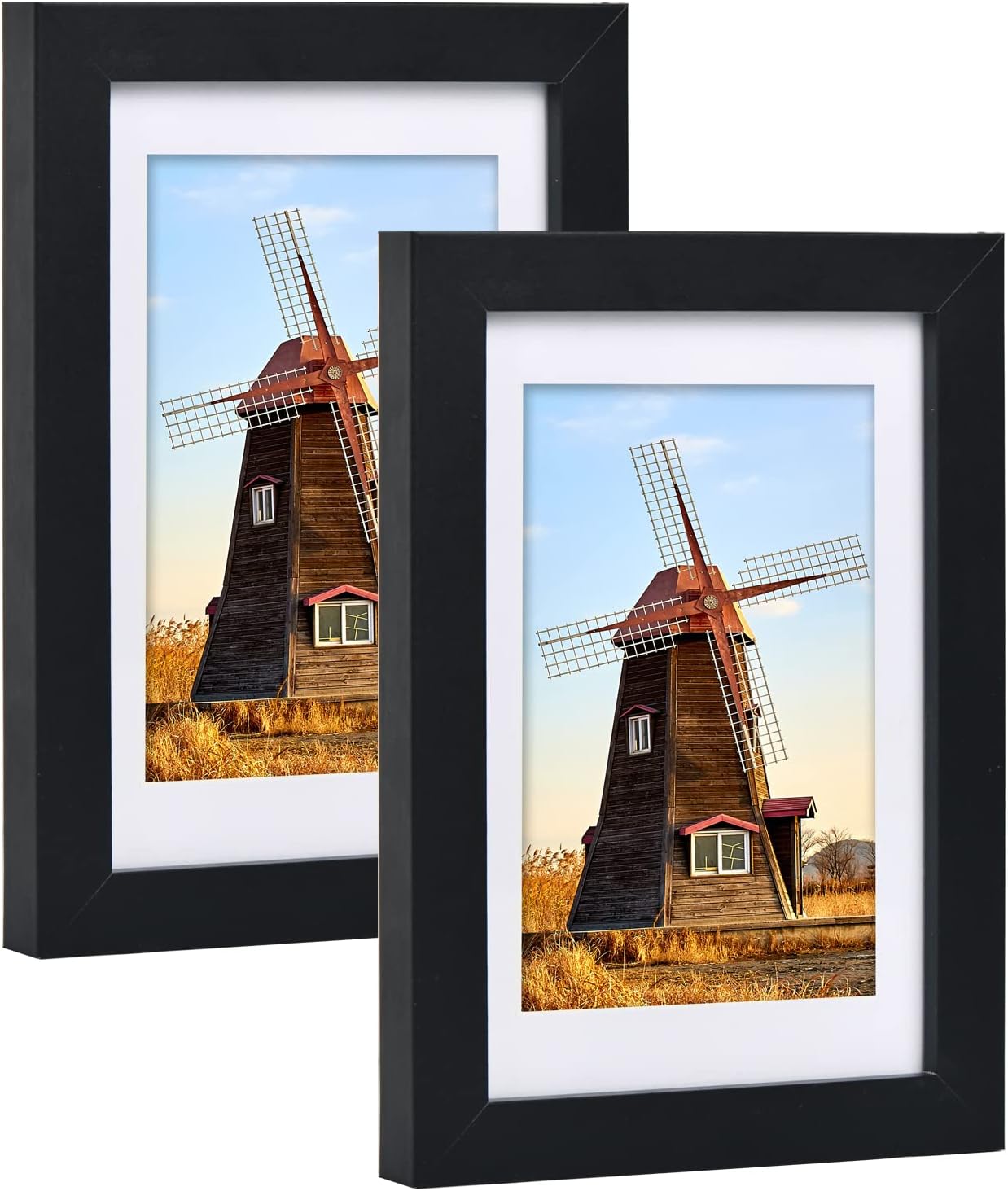 Photo Albums, Frames & Accessories - HappyHapi 4x6 Picture Frame 2 Pack Photo Picture Frame with Real Glass for Wall or Tabletop Display Decor 4x6 Frames Collage for Photos/Artwork/Paintings (Black)