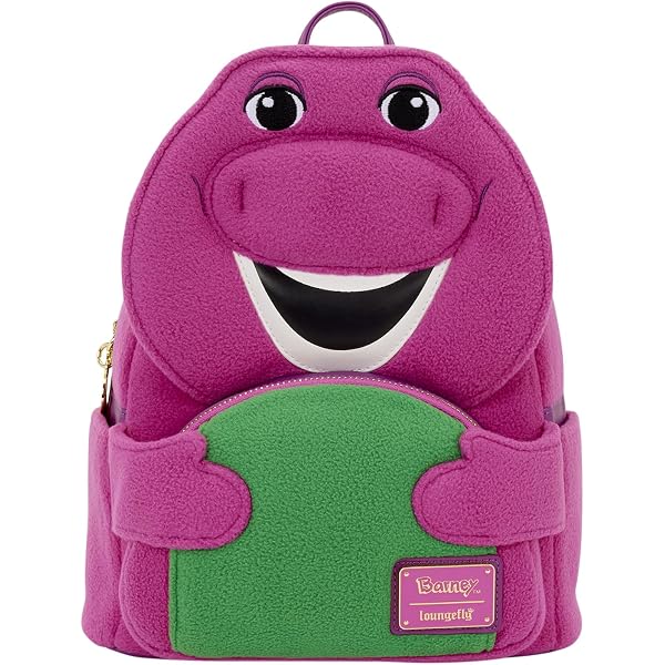 Concept One Barney Plush Backpack, Mini Handbag with Adjustable