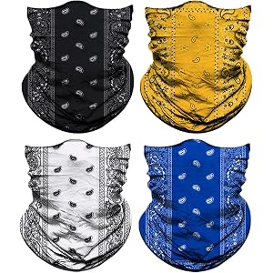 Lauzq 4Pack Neck Gaiter for Men Women Face Cover Mask Head Wrap Balaclava Headwear Bandana Headband Magic Scarf