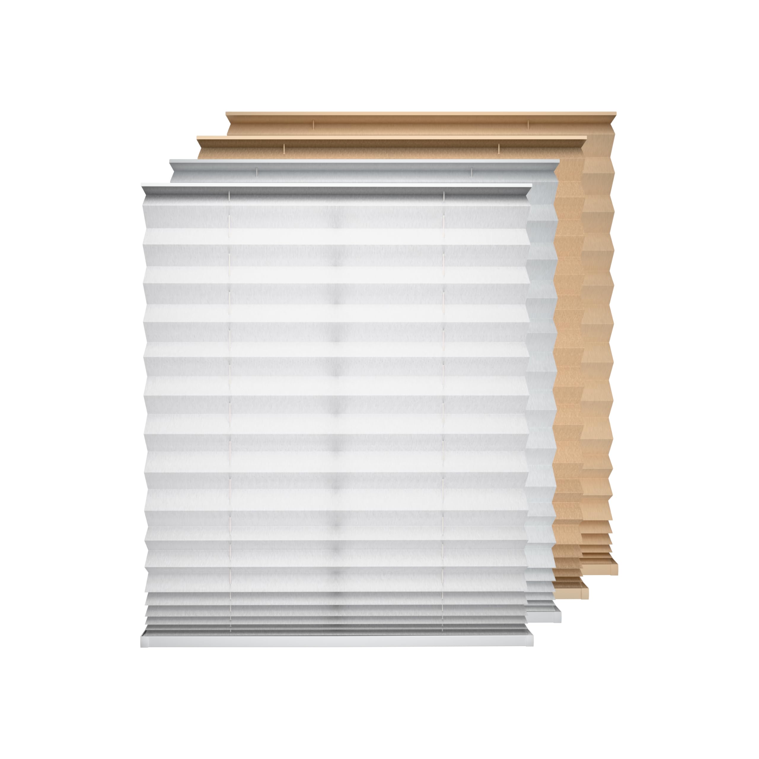 BLINDS101 Cordless Pleated Fabric Shades for Indoor Windows, Cut to Size, Easy Install Self Adhesive, No Drills No Tools, Light Filtering Blinds, Color: Khaki, Size: 24" W x 64" L