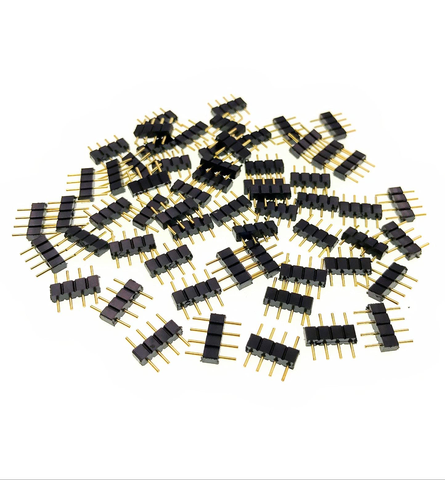 JZK 50 PCS LED strip connectors 4 pin male to male adapter plug for SMD 5050 3528 2835 RGB led light strip, kitchen led strip lights, led ribbon lights