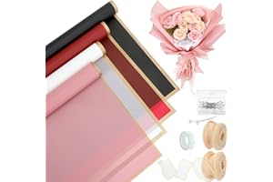 JuneHeart Flower Wrapping Paper Flower Bouquet Waterproof Florist Wrap Paper Bouquet Supplies (4 Colors)